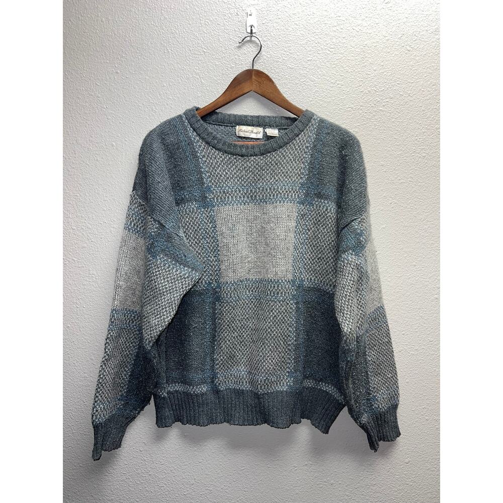 Vintage Michael Gerald Sweater Gray Blue Korea Made Pullover Acrylic 90s VTG XL